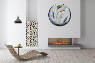 Large round abstract paintings white - 1365